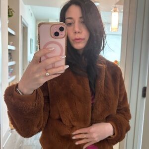 Cozy Faux Fur Teddy Jacket - Brown